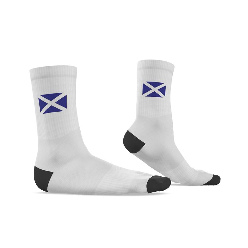 Scottish Saltire Crew Socks, White, 9.5-12 UK Large