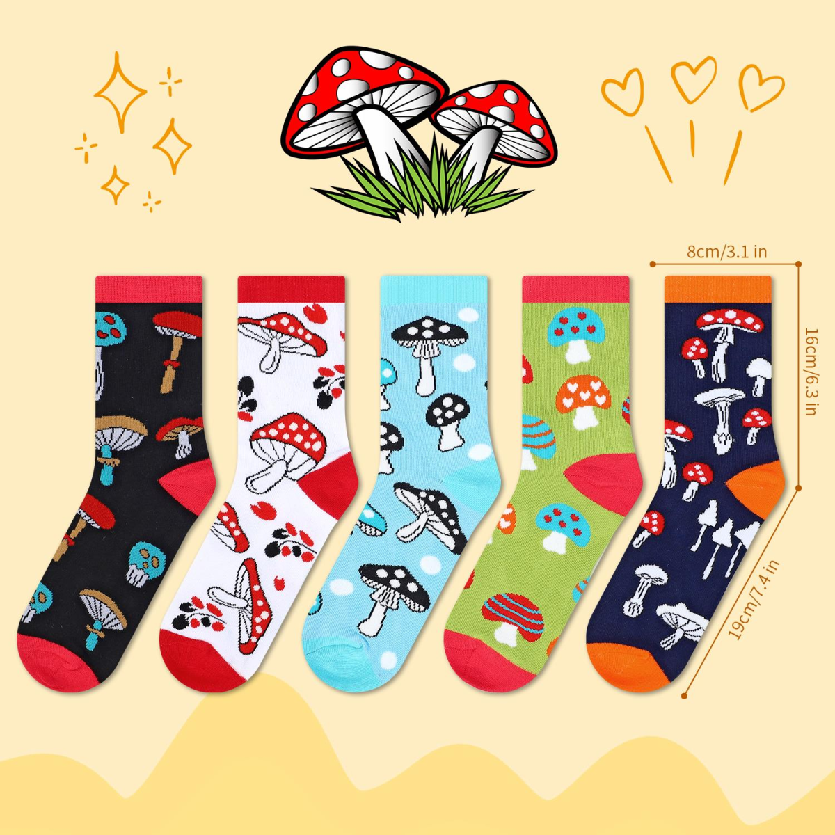 VINSANI Mushrooms Socks 5pk 1010416