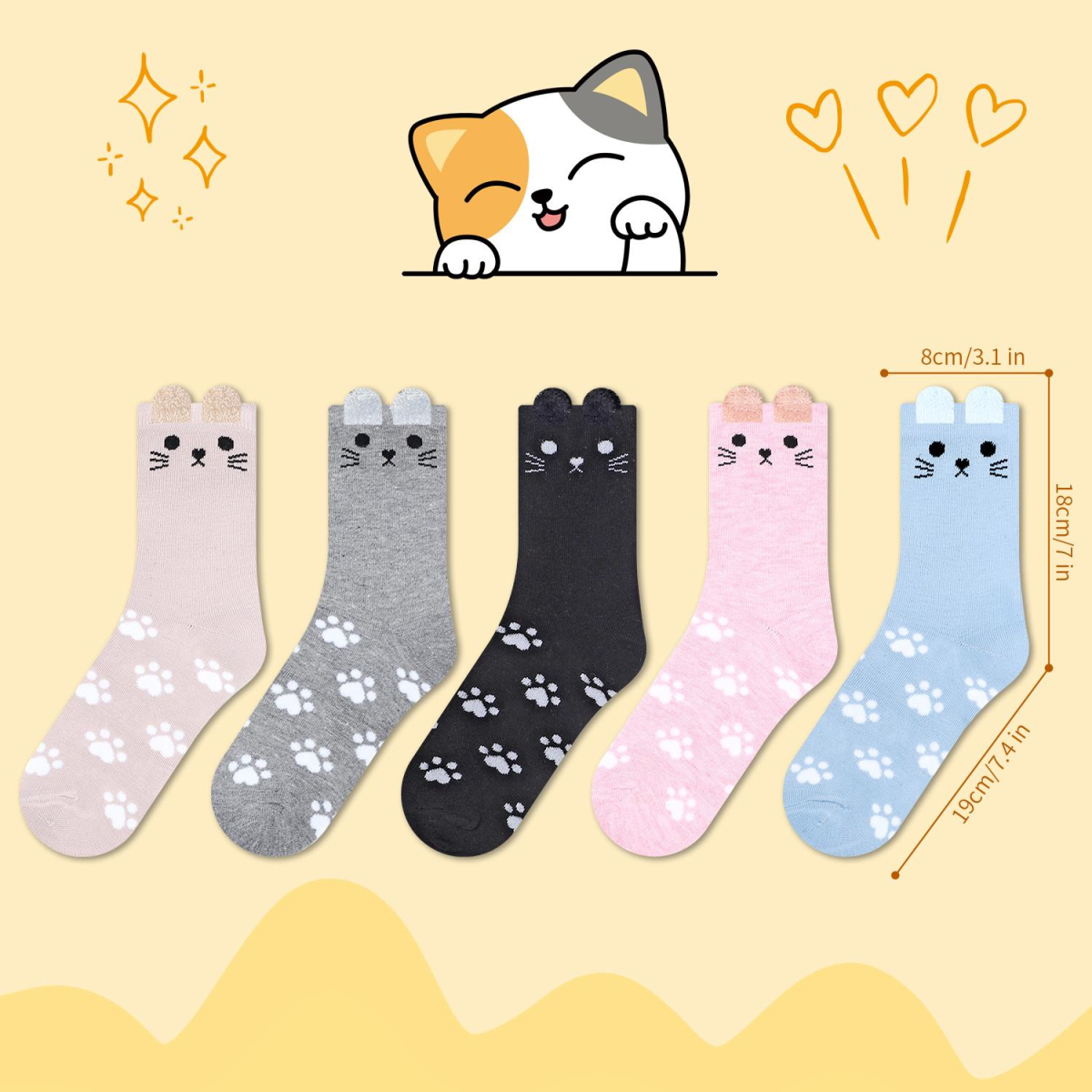 VINSANI Cat Socks 5pk 1010412