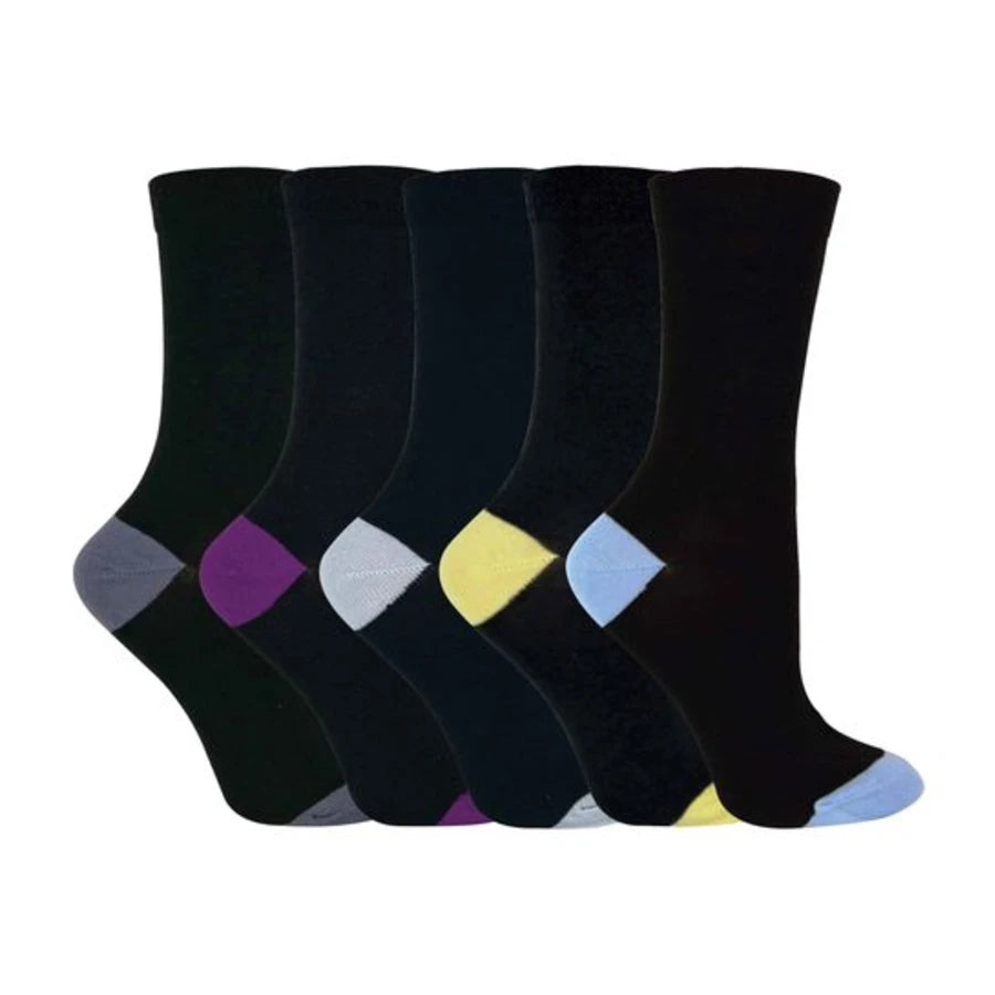Sock Snob - 5 Pairs Ladies Coloured Heel & Toe Socks
