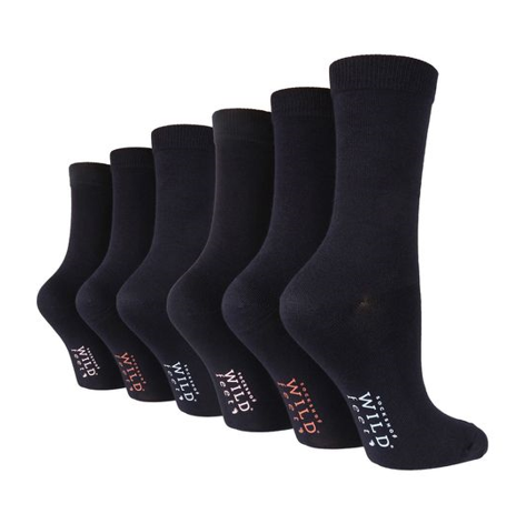 Wildfeet - 6 Pairs Ladies Bamboo Socks With Foot Patterns
