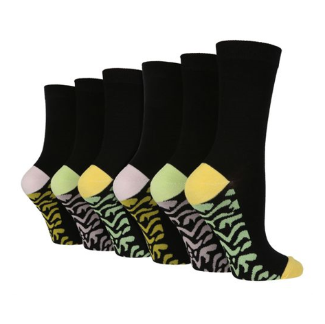 Wildfeet - 6 Pairs Ladies Bamboo Socks With Foot Patterns