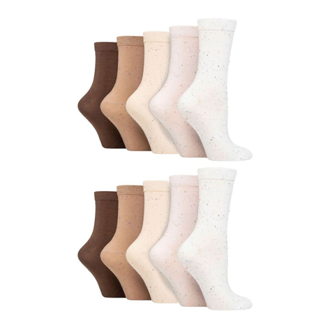 Wildfeet - 10 Pairs Ladies Patterned Crew Socks