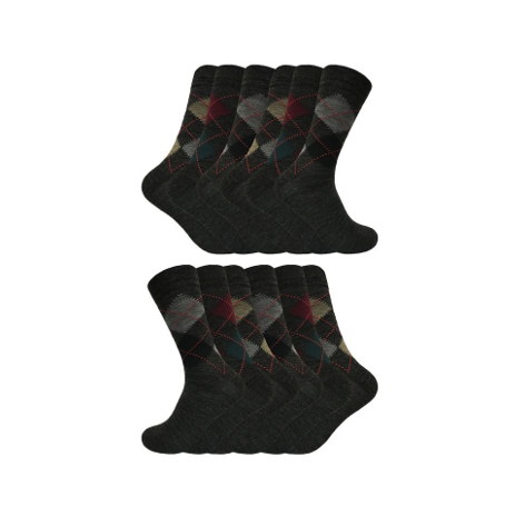 Sock Snob - 12 Pairs Men's Argyle Lambs Wool Socks