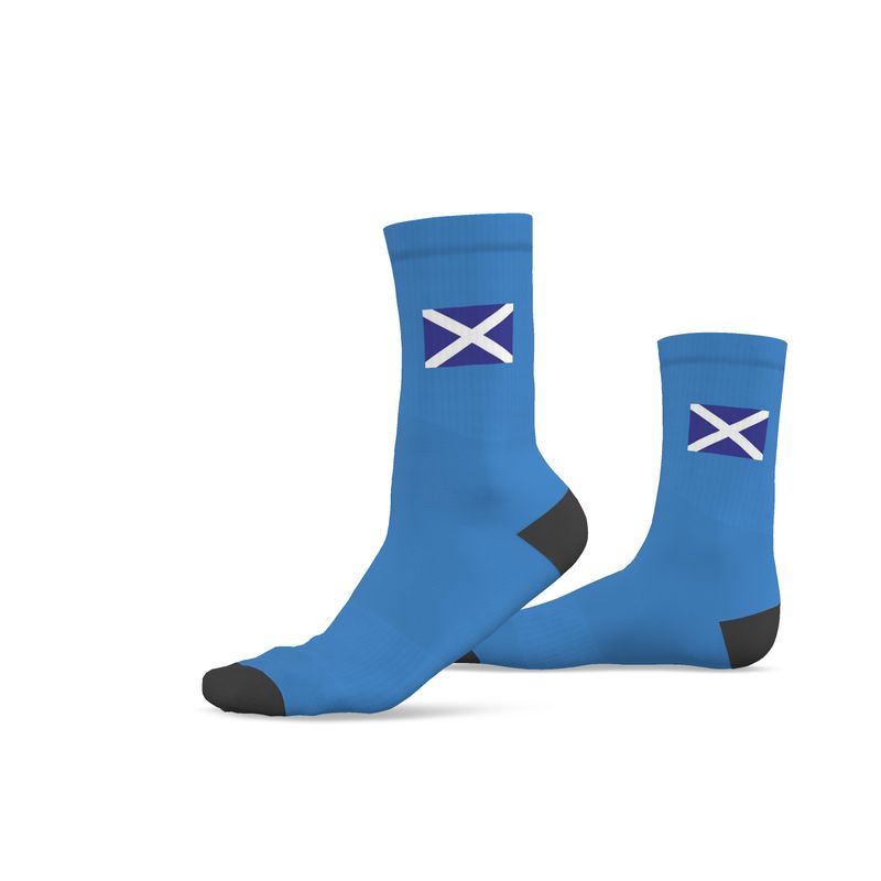 Scottish Saltire Crew Socks, Blue, 9.5-12 UK Large