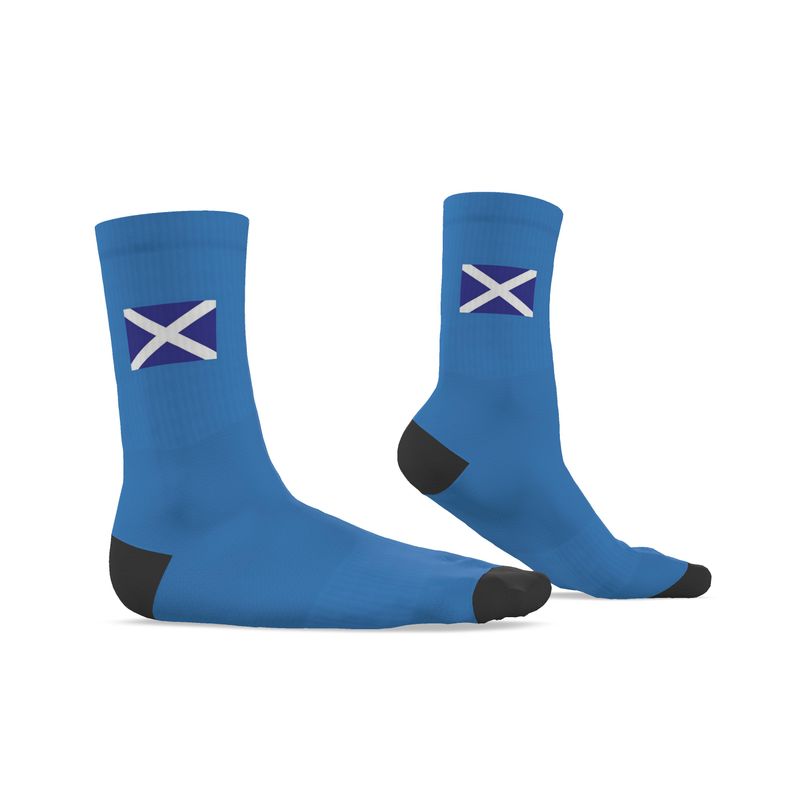 Scottish Saltire Crew Socks, Blue, 9.5-12 UK Large