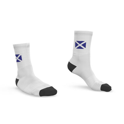 Scottish St Andrew's Saltire Crew Socks, White