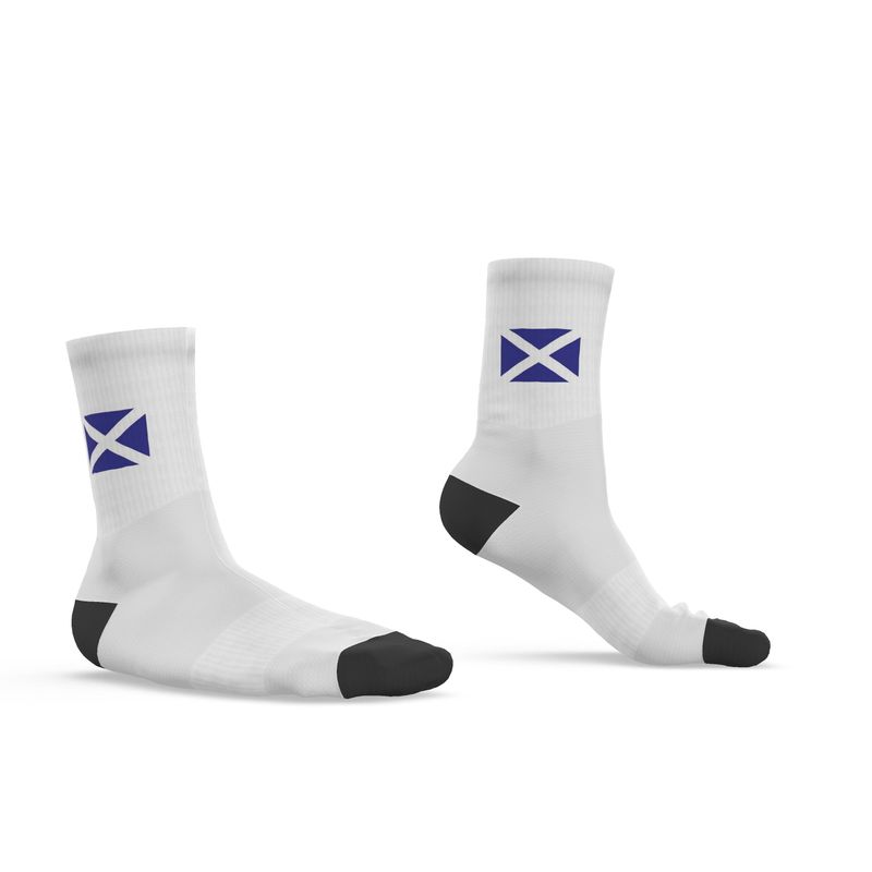 Scottish Saltire Crew Socks, White, 6.5-9 UK Medium