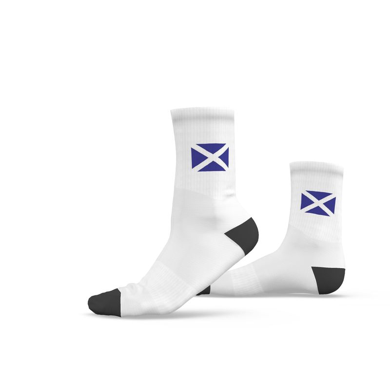 Scottish Saltire Crew Socks, White, 6.5-9 UK Medium