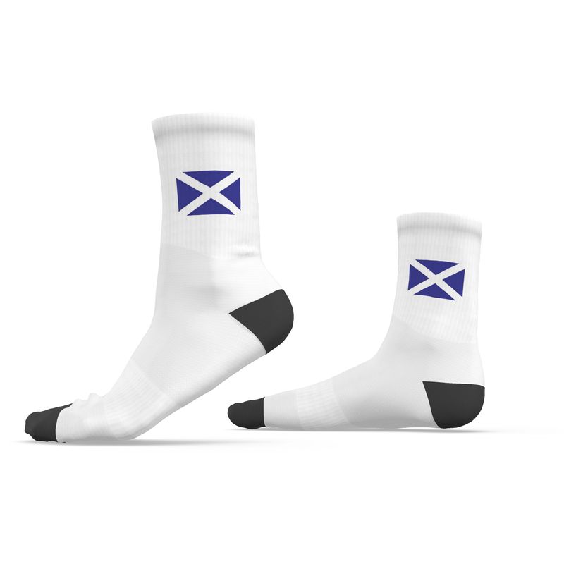 Scottish Saltire Crew Socks, White, 6.5-9 UK Medium