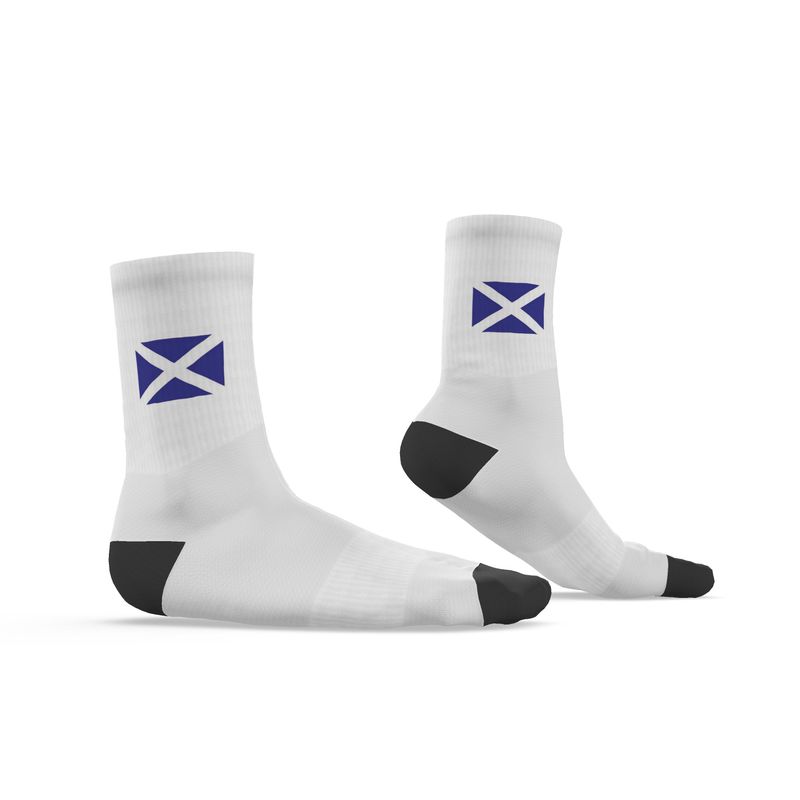 Scottish Saltire Crew Socks, White, 6.5-9 UK Medium