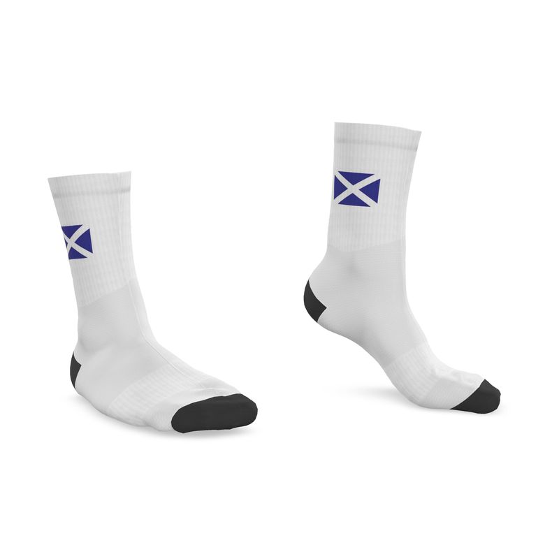 Scottish St Andrew's Saltire Crew Socks, White