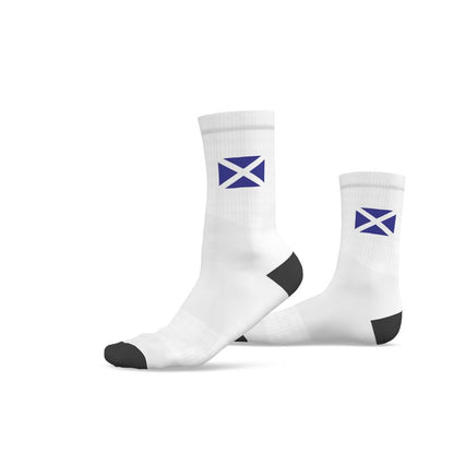 Scottish Saltire Crew Socks, White, 9.5-12 UK Large