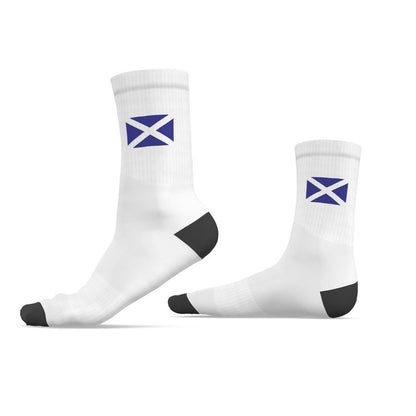 Scottish St Andrew's Saltire Crew Socks, White