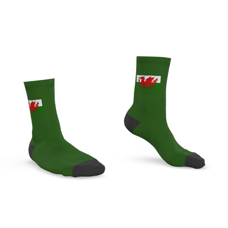 Welsh Dragon Socks, Green, 6.5-9 UK Medium