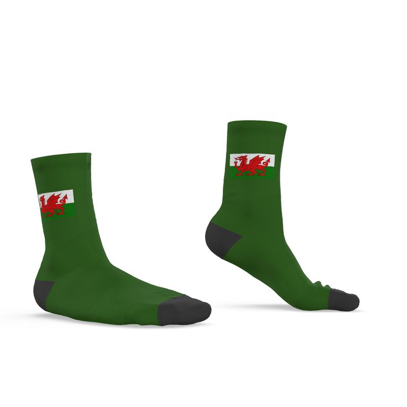 Welsh Dragon Socks, Green, 6.5-9 UK Medium