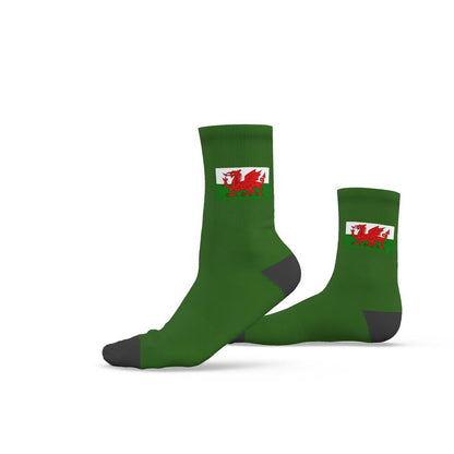 Welsh Dragon Socks, Green, 6.5-9 UK Medium