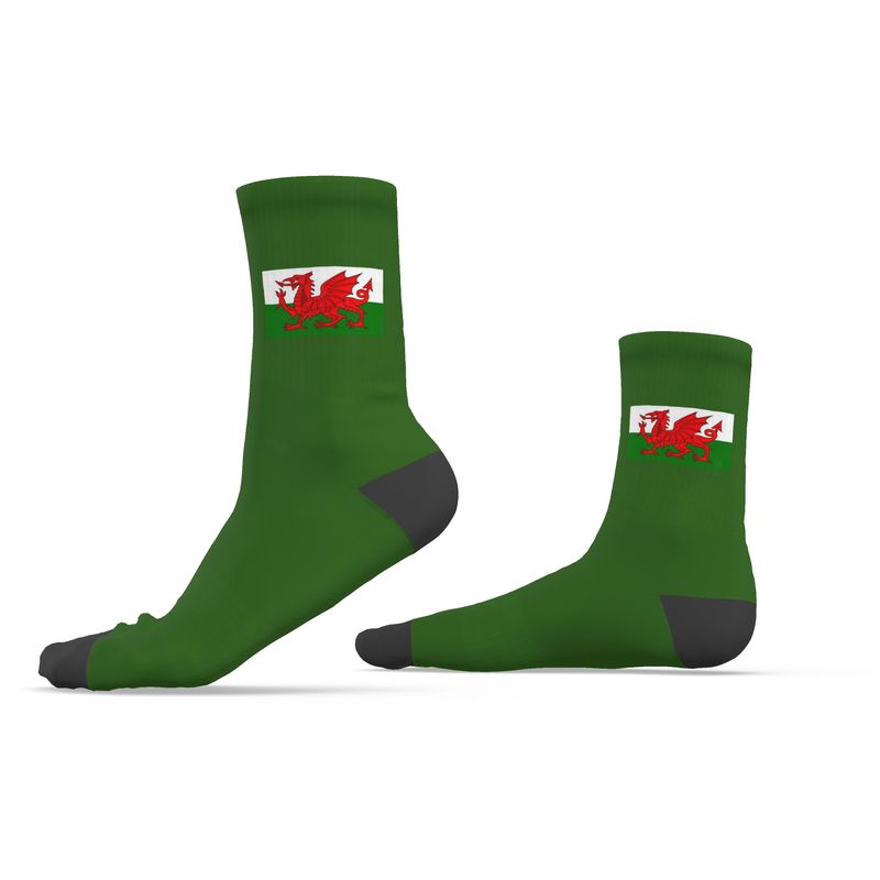 Welsh Dragon Socks, Green, 6.5-9 UK Medium