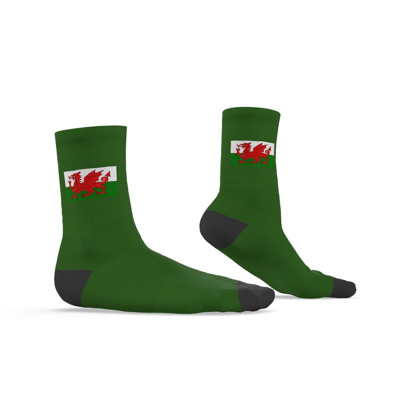 Welsh Dragon Socks, Green, 6.5-9 UK Medium