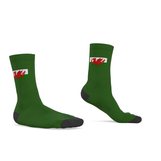 Welsh Dragon Socks, Green, 9.5-12 UK Large