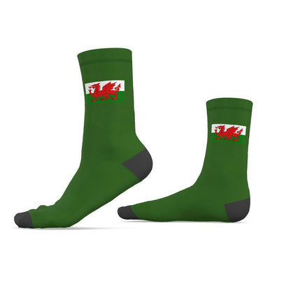Welsh Dragon Socks, Green, 9.5-12 UK Large