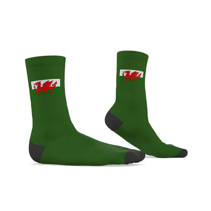 Welsh Dragon Socks, Green, 9.5-12 UK Large