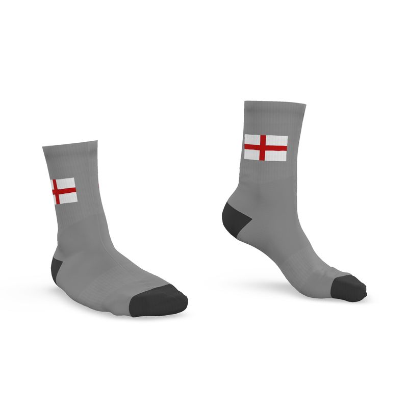 England Crew Socks, Light Grey, 6.5-9 UK Medium