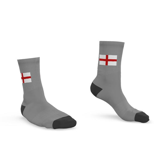 England St George Crew Socks, Light Grey