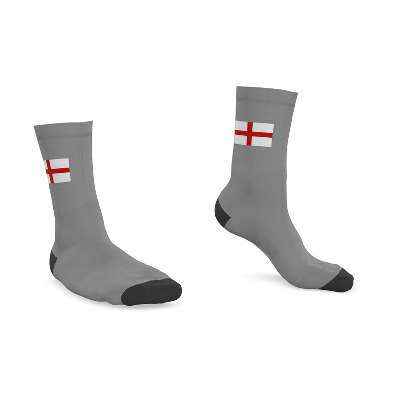 England Crew Socks, Light Grey, 9.5-12 UK Large
