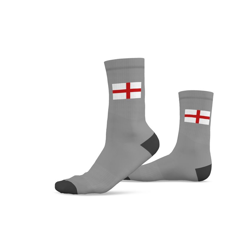 England Crew Socks, Light Grey, 9.5-12 UK Large