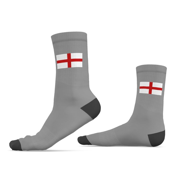 England St George Crew Socks, Light Grey