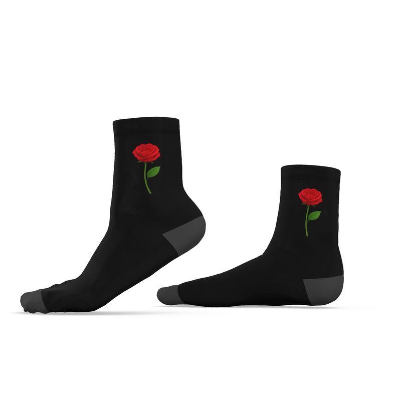 Red Rose Socks, Black, Sizes 3-6 UK