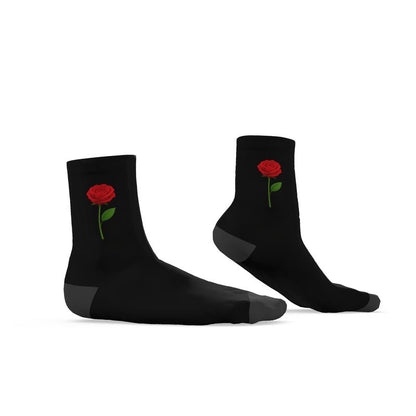 Red Rose Socks, Black, Sizes 3-6 UK