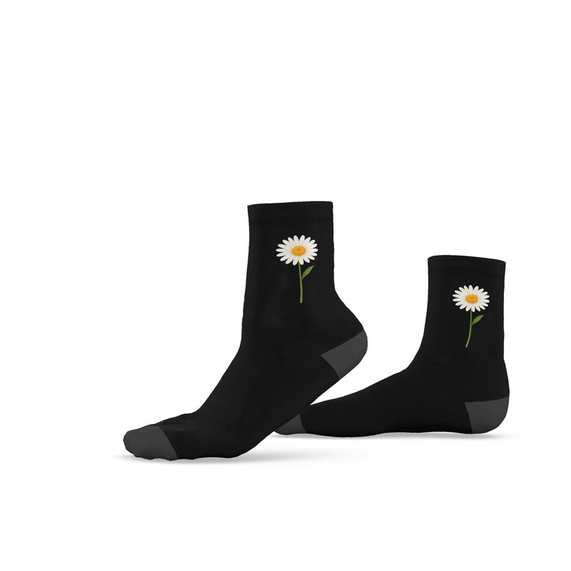 Daisy socks, Black, sizes 3-6 UK