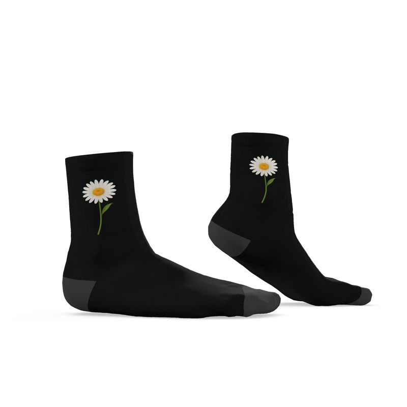Daisy socks, Black, sizes 3-6 UK