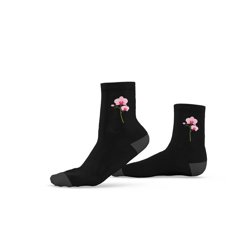 Orchid Socks, Black, Sizes 3-6 UK