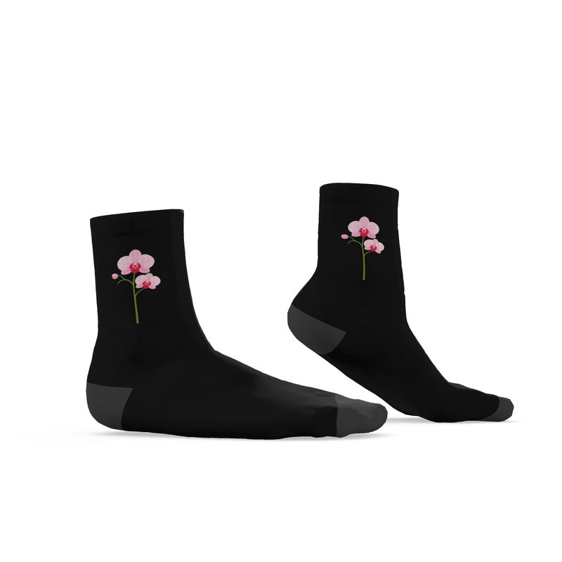 Orchid Socks, Black, Sizes 3-6 UK