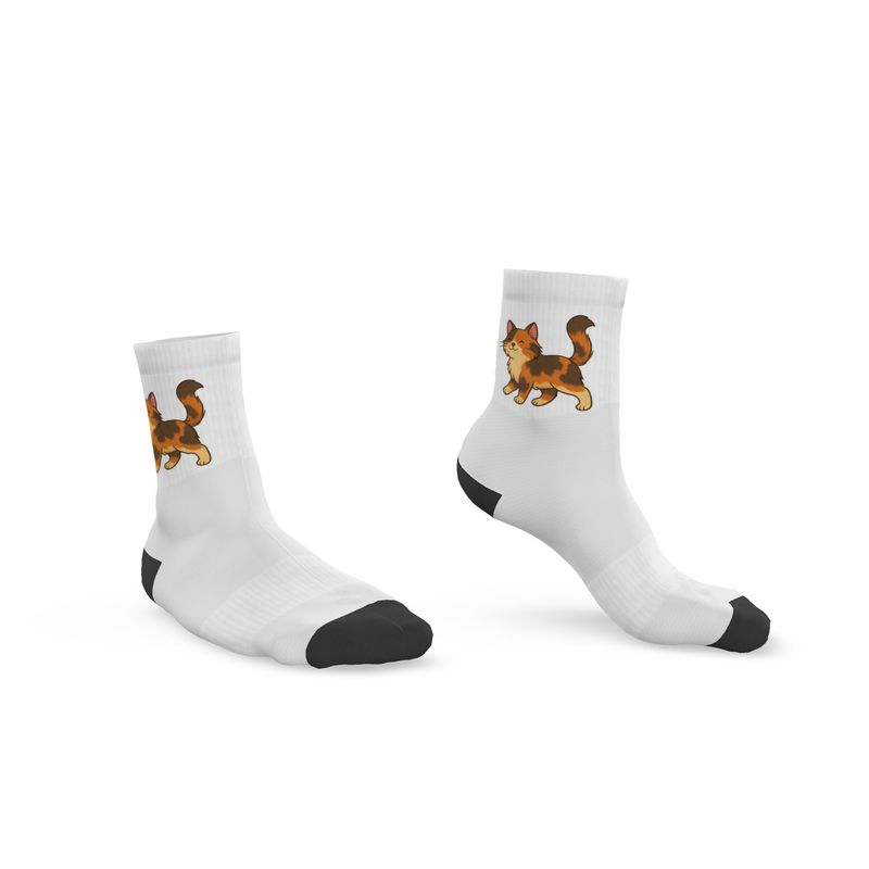 Ladies "Jessica" Casual Cat Crew Socks, Turquoise, 3-6 UK