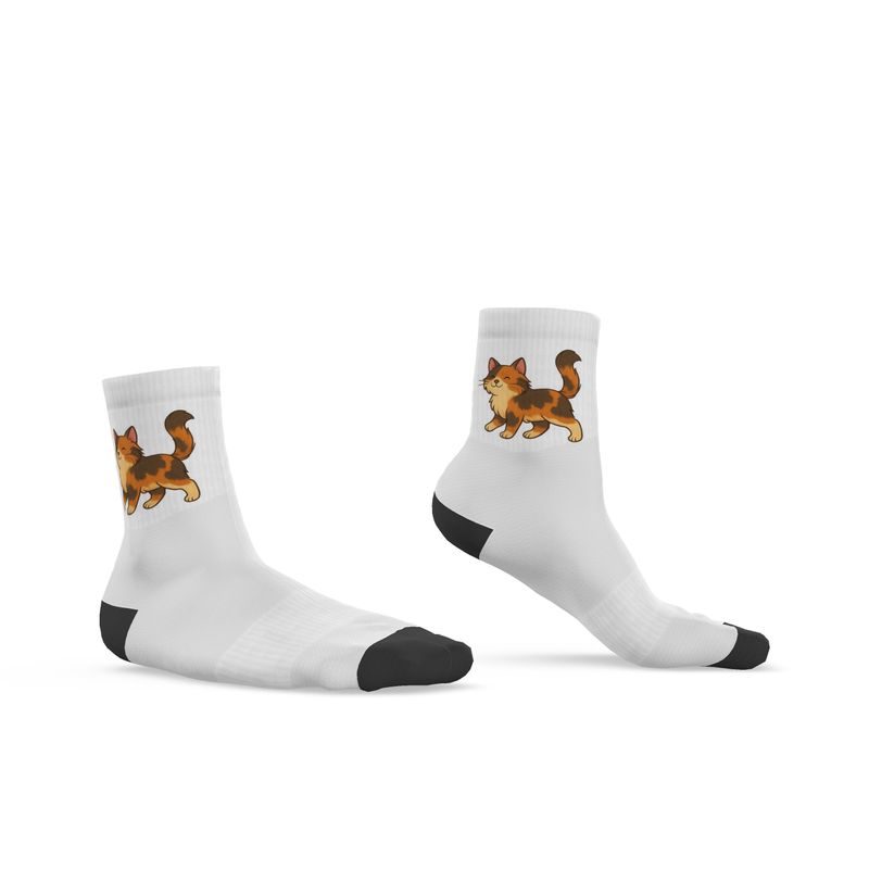 Ladies "Jessica" Casual Cat Crew Socks, Turquoise, 3-6 UK
