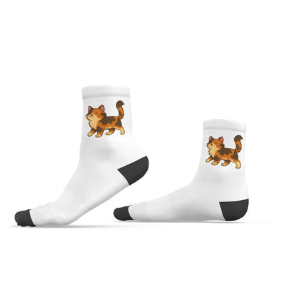 Ladies "Jessica" Casual Cat Crew Socks, Turquoise, 3-6 UK