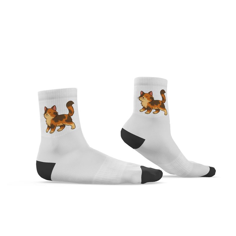 Ladies "Jessica" Casual Cat Crew Socks, Turquoise, 3-6 UK