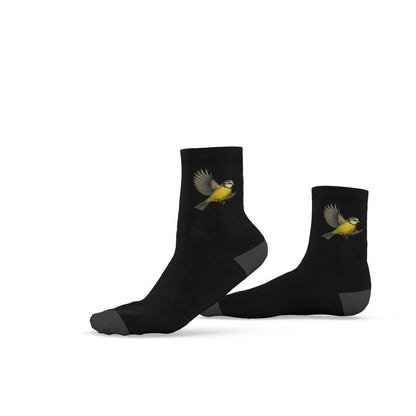 Ladies Bird Socks, Blue Tit, Black, 3-6 UK