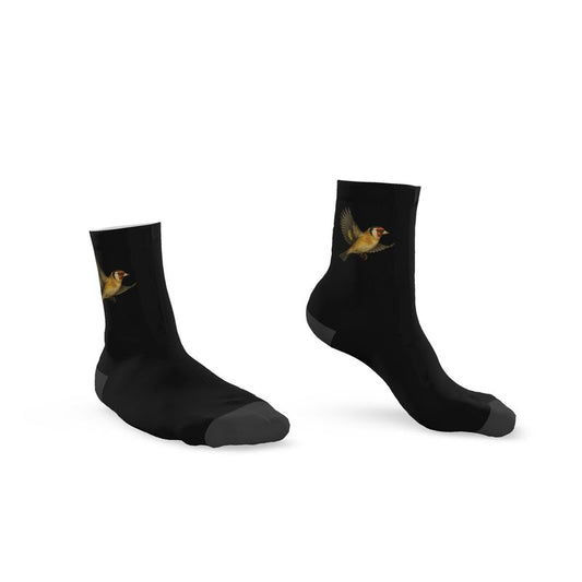 Ladies Bird Socks, Goldfinch, Black, 3-6 UK