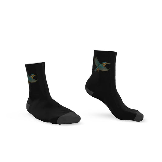 Ladies Bird Socks, Kingfisher, Black, 3-6 UK