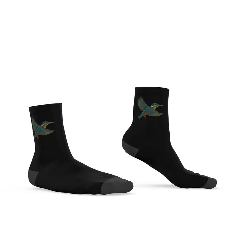 Ladies Bird Socks, Kingfisher, Black, 3-6 UK