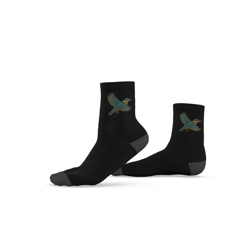 Ladies Bird Socks, Kingfisher, Black, 3-6 UK