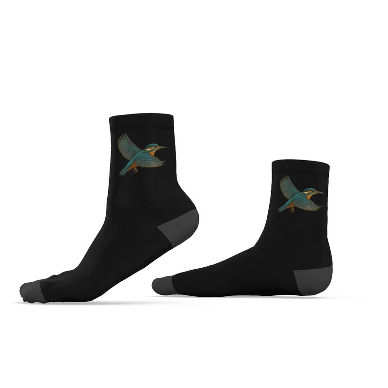 Ladies Bird Socks, Kingfisher, Black, 3-6 UK