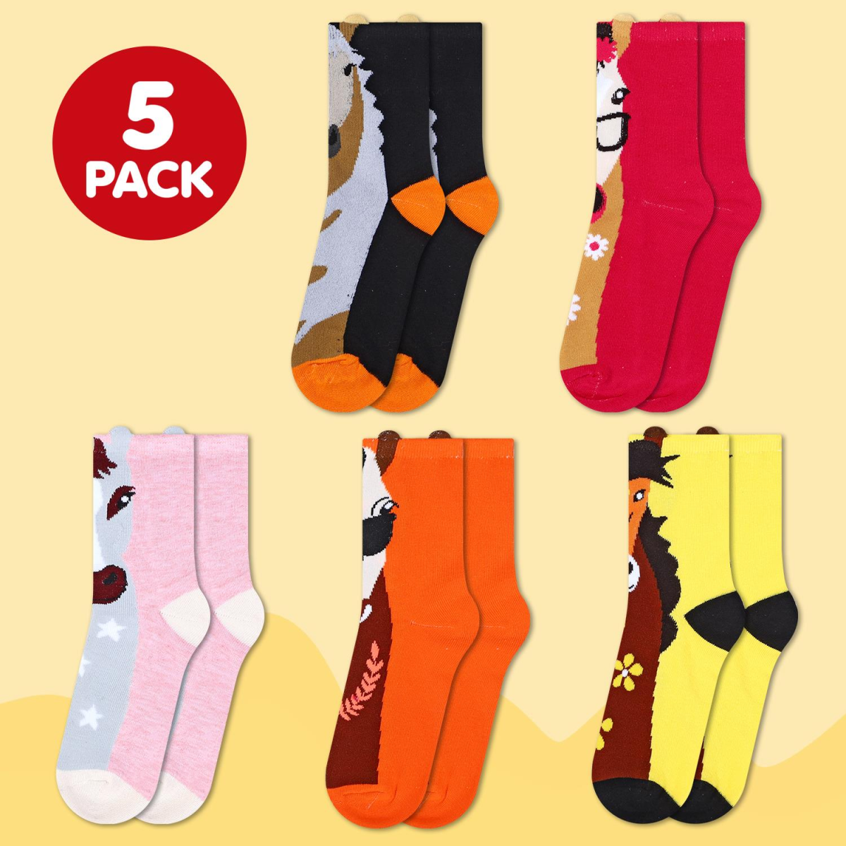 VINSANI Horse Socks 5pk 1010417