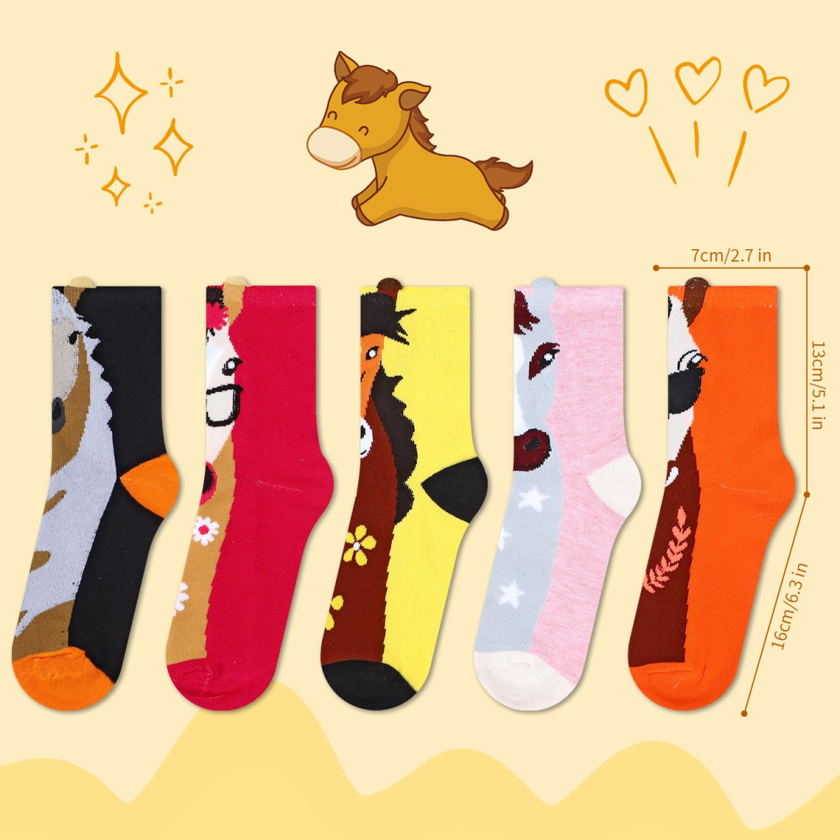 VINSANI Horse Socks 5pk 1010417