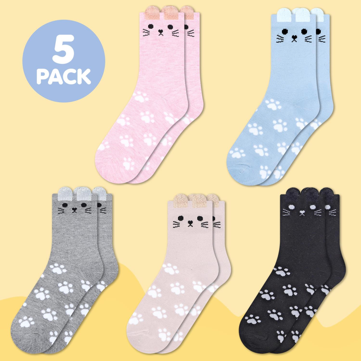VINSANI Cat Socks 5pk 1010412